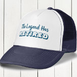 Gorra De Camionero Cita De Jubilación - La Leyenda Tiene Azul Retirad<br><div class="desc">Sombrero de béisbol y camionero inteligente y simple con una graciosa cita de retiro. El dicho popular dice "La leyenda se ha retirado" en negrita, tipografía azul océano. Gran regalo para un compañero de trabajo jubilado, amigo o fiesta jubilado, conservador para el nuevo pensionista que aprecia el humor de la...</div>