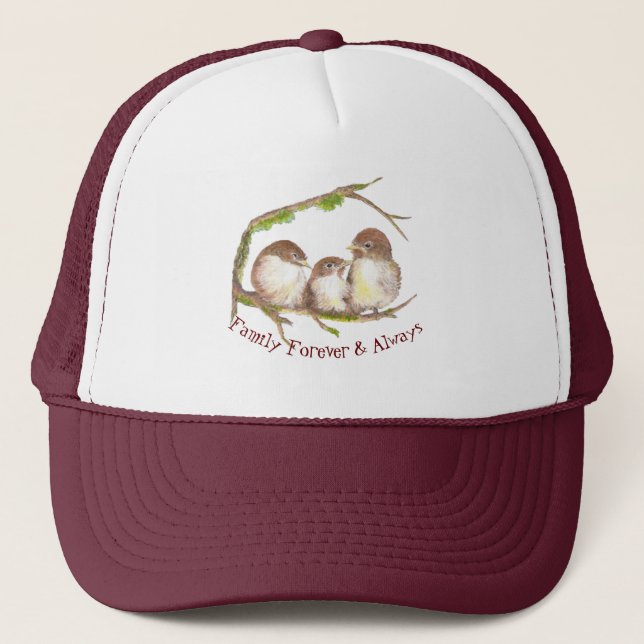 Gorra De Camionero Cita de la familia de aves acuarelas Sparrow (Anverso)