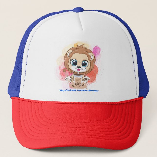 Gorra De Camionero Cita de león personalizado bebiendo té bobba (Anverso)