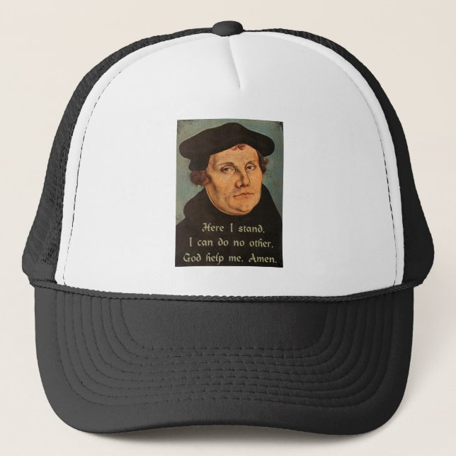 Gorra De Camionero Cita de Martin Luther aquí coloco 95 tesis (Anverso)