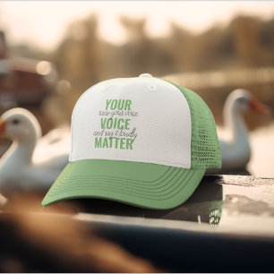 Gorra De Camionero Cita de motivación positiva verde importa tu voz