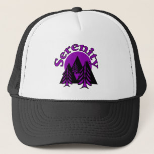 Gorra De Camionero Cita de serenidad Árboles modernos de luna morada 