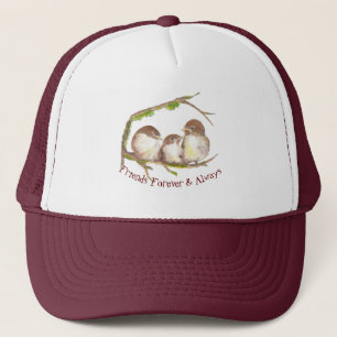 Gorra De Camionero Cita de Watercolor Sparrow Bird Amigos para siempr
