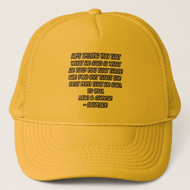 Gorra De Camionero Cita del mac y del queso (Anverso)