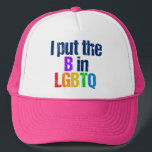 Gorra De Camionero Cita divertida bisexual LGBTQ Rainbow Humor<br><div class="desc">Puse la B en LGBTQ. Un poco de humor bisexual para un gran chica o un tipo al que le gustan ambos sexos. Un lindo regalo para tu gran amigo con colores arcoiris. Cita bisexual divertida.</div>