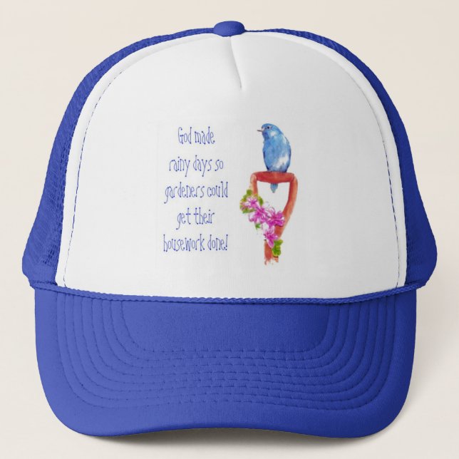 Gorra De Camionero Cita divertida de jardinería, Bluebird (Anverso)