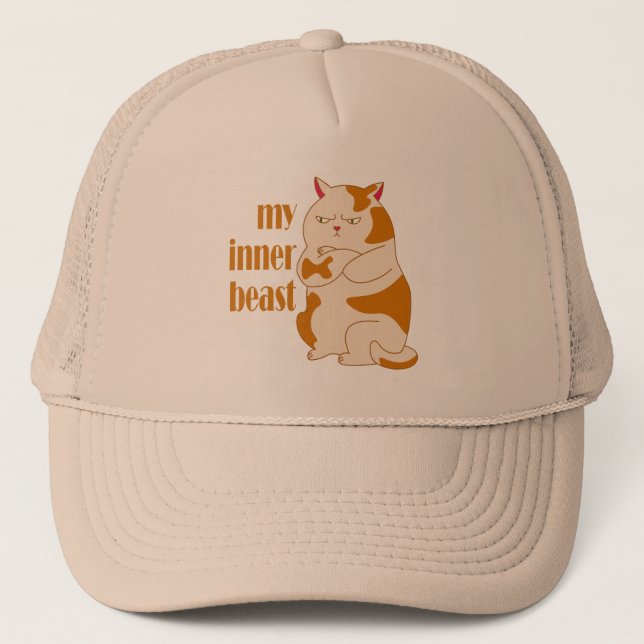 Gorra De Camionero Cita motivacional de gato gordo perezoso de mi bes (Anverso)