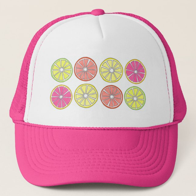 Gorra De Camionero Cítrico Fruto Naranja Lemon Lime Grapefruit (Anverso)