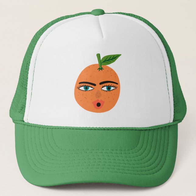Gorra De Camionero Cítrico Naranja de frutas divertidas (Anverso)