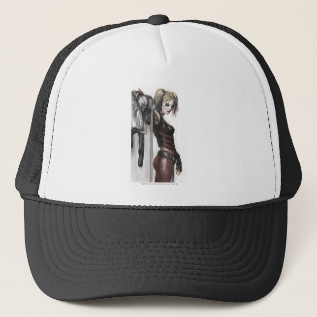 Gorra De Camionero Ciudad Batman Arkham | Ilustracion Harley Quinn (Anverso)