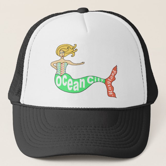 Gorra De Camionero Ciudad del océano, sirena de Maryland (Anverso)