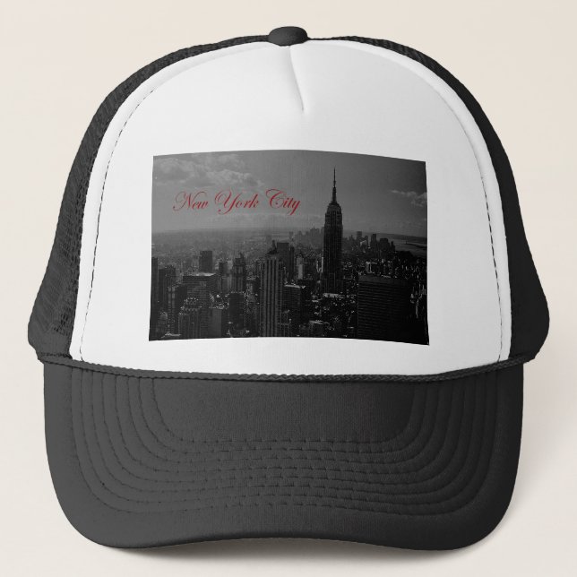 Gorra De Camionero Ciudad Nueva York Blanca y Negra (Anverso)