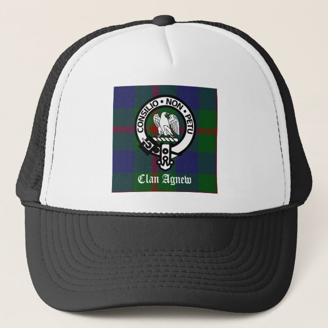 Gorra De Camionero Clan Agnew Tartan Escudo (Anverso)