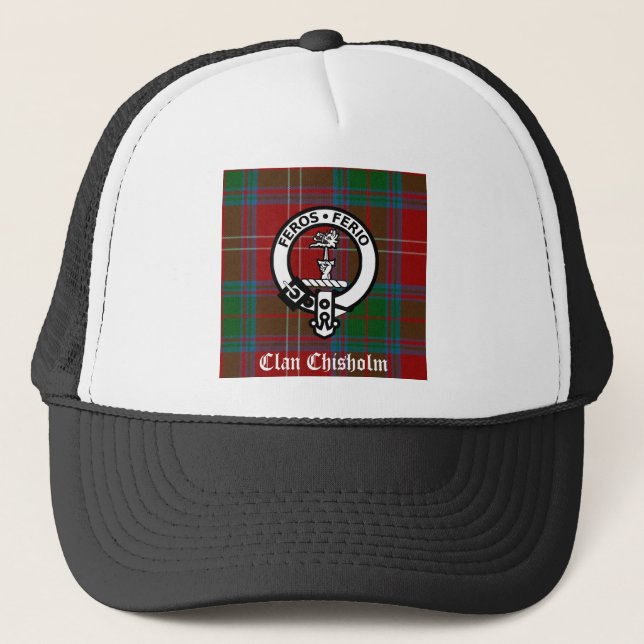 Gorra De Camionero Clan Chisholm Tartan & Escudo Badge (Anverso)