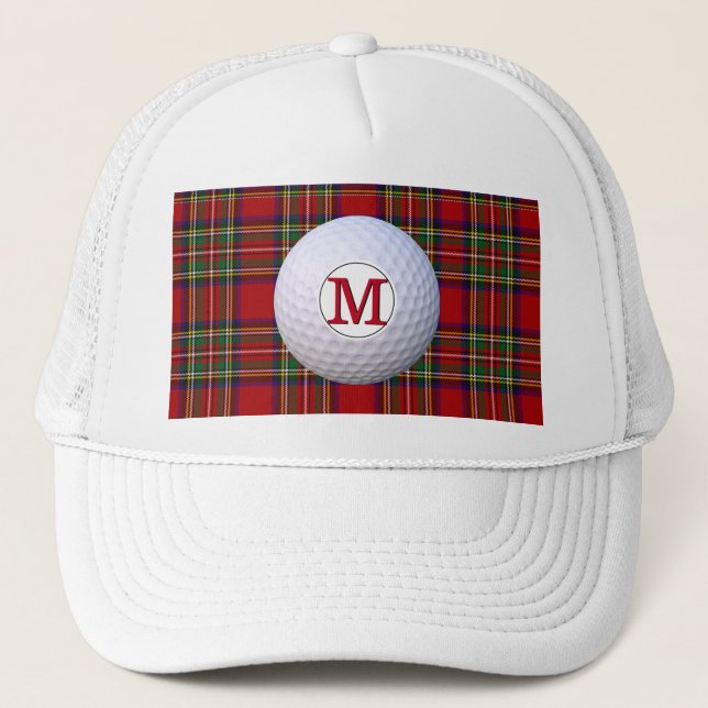 Gorra De Camionero Clan escocés Monograma Royal Stewart Tartán Plaid (Anverso)