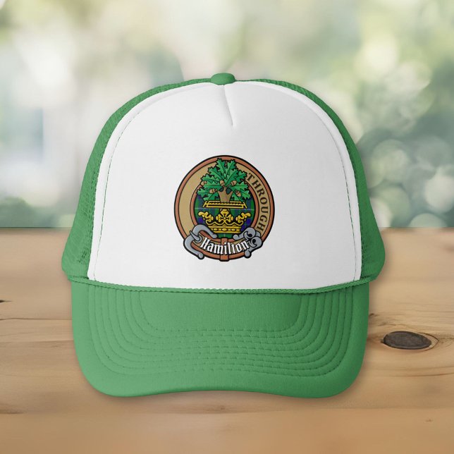 Gorra De Camionero Clan Hamilton Escudo sobre la caza de tartán (Subido por el creador)