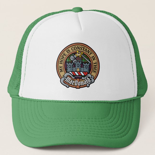 Gorra De Camionero Clan MacDonald de Clanranald Escudo sobre Tartán (Anverso)