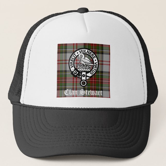 Gorra De Camionero Clan Stewart Escudo y Tartán (Anverso)