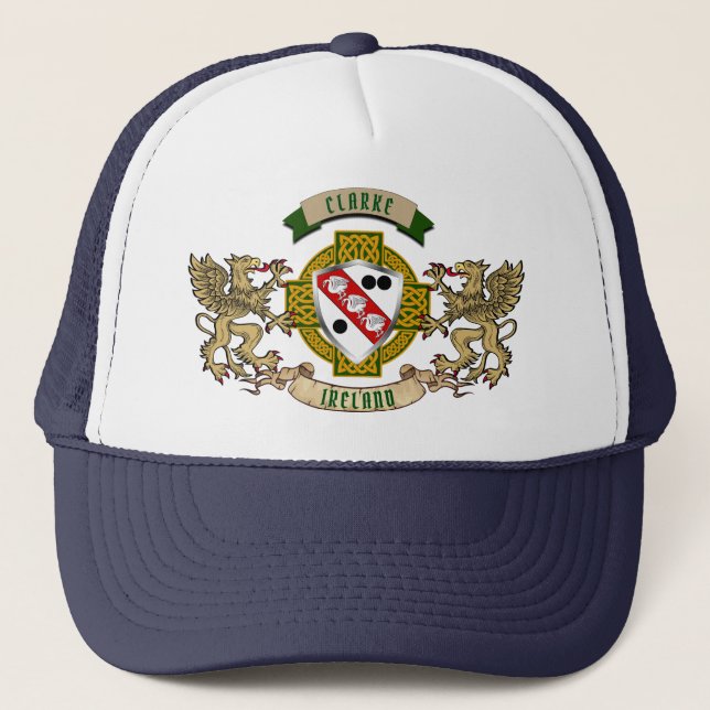 Gorra De Camionero Clarke Irish Shield y Griffins Personalizados (Anverso)