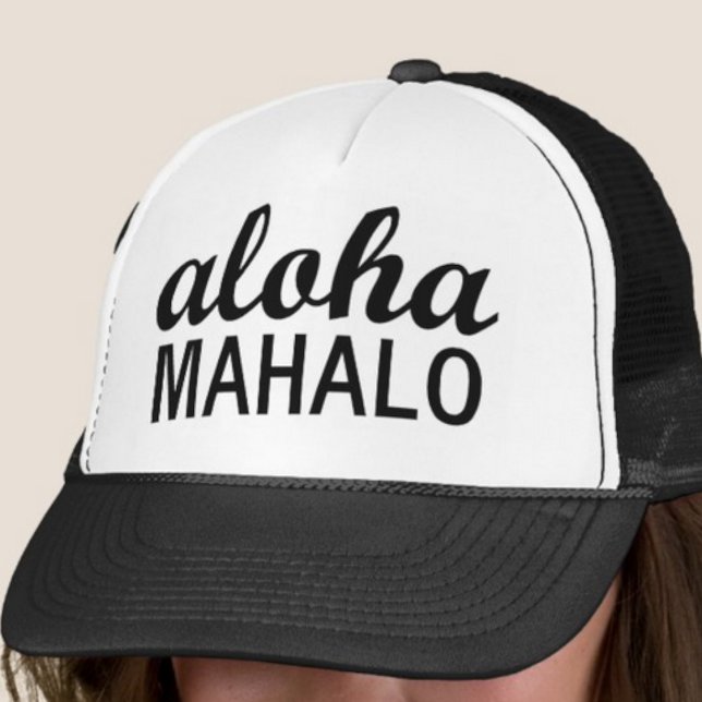 Gorra De Camionero Clásico Aloha Mahalo Hawaiano ("Everyday is abundantly beautiful." 
Sincerely Best Wishes from Lucky Design World)