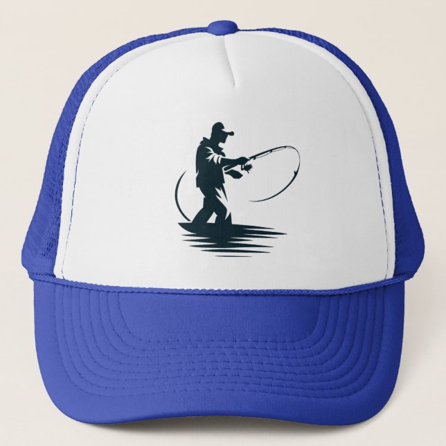 Gorra De Camionero Clásico Angler - Fisherman Silhouette (Anverso)