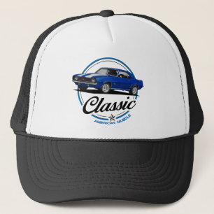 Gorra De Camionero Clásico Camaro Azul Retro