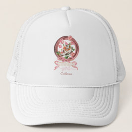 Gorra De Camionero Clásico Cuadro Rosa Rococó Zapatos y Rosas Nombre