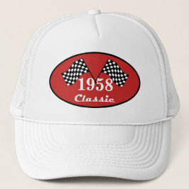 Gorra De Camionero Clásico Cumpleaños Retro 1958 Bandera de Carrera a