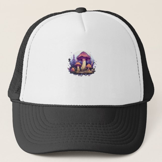 Gorra De Camionero Clásico De Hongos Y Cristales De Whimsigoth (Anverso)
