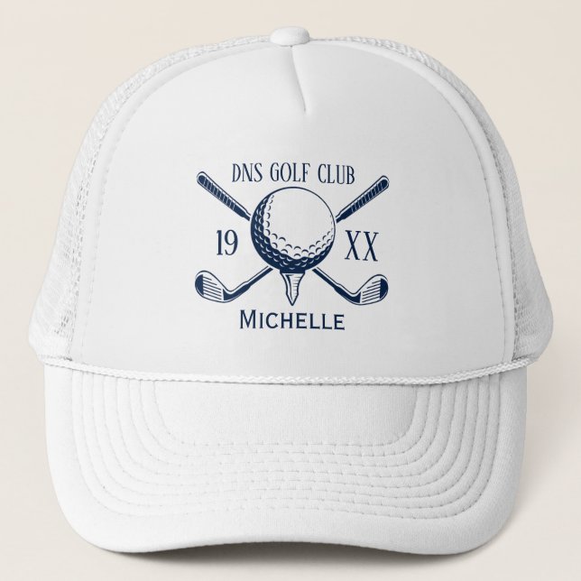 Gorra De Camionero Clásico de nombre de club de golf personalizado (Anverso)
