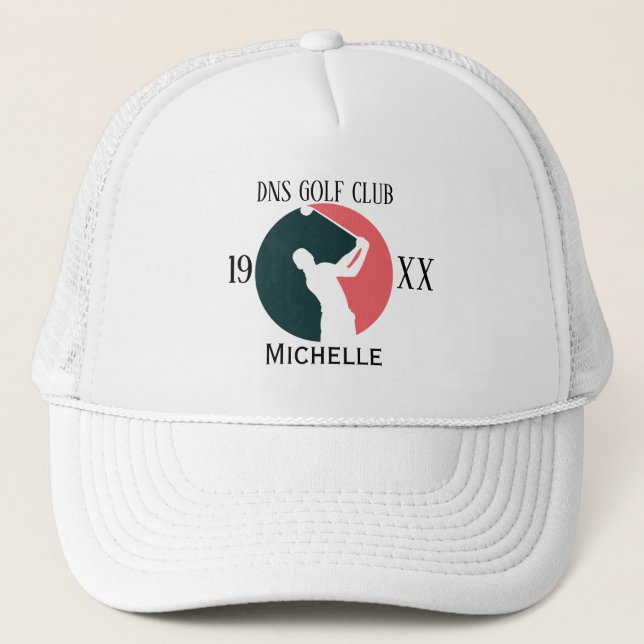 Gorra De Camionero Clásico de nombre de club de golf personalizado (Anverso)
