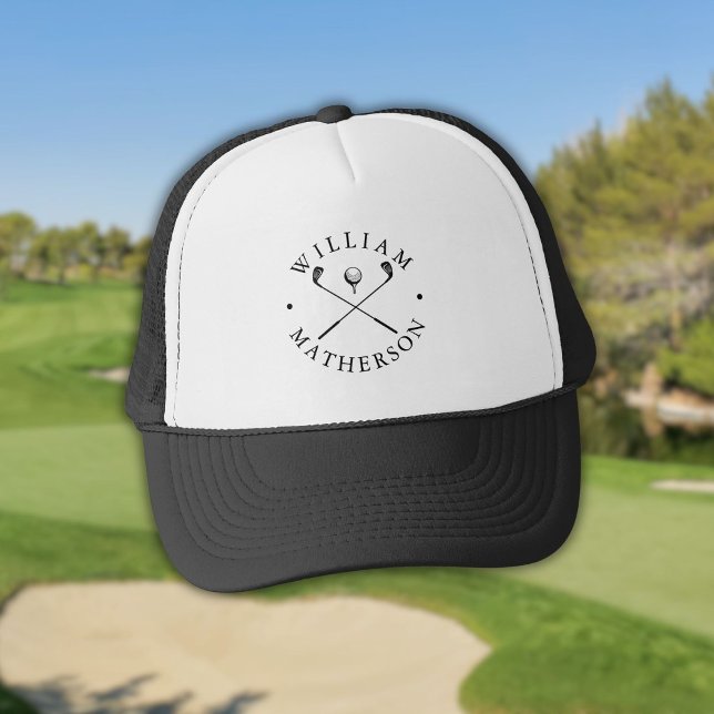 Gorra De Camionero Clásicos clubes de golf Nombre personalizado (Classic Golf Clubs Personalized Name Trucker Hat)