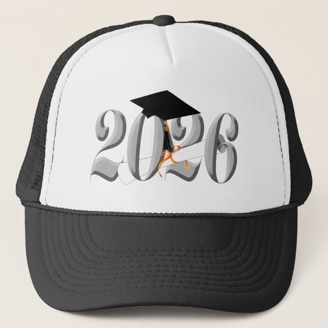 Gorra De Camionero Classic Silver Class of 2026 Graduation (Anverso)