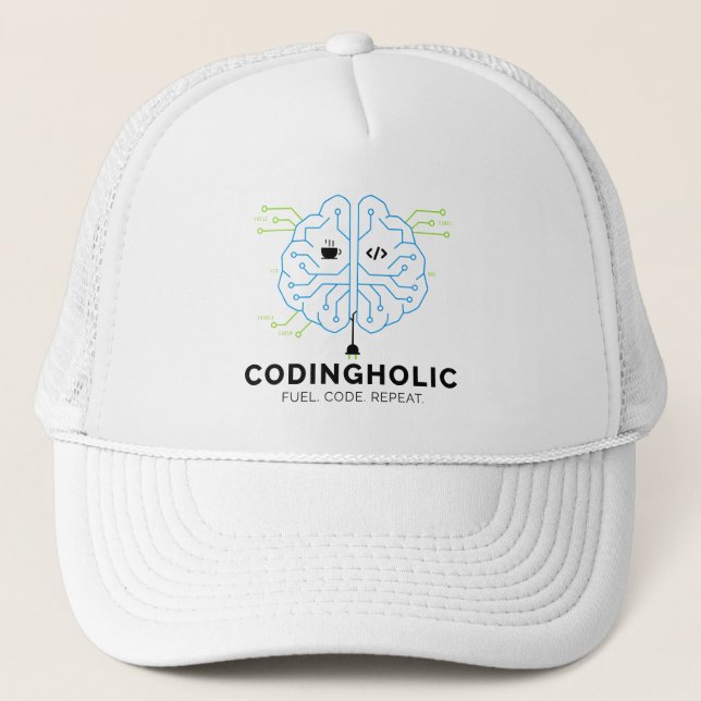 Gorra De Camionero Clean Tech Brain Coding Trucker Design  (Anverso)