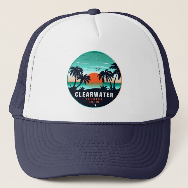 Gorra De Camionero Clearwater Beach Florida Palm Tree Souvenirs 60 (Anverso)