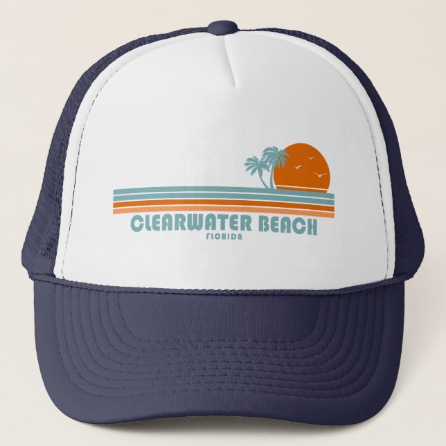 Gorra De Camionero Clearwater Beach Florida Sun Palm Trees (Anverso)