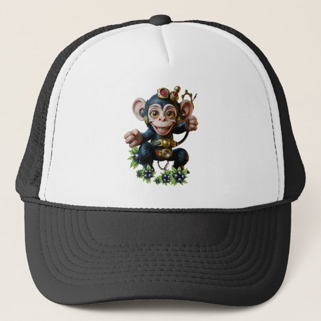 Gorra De Camionero Clockwork Cavekeeper – El mono susurrante (Anverso)