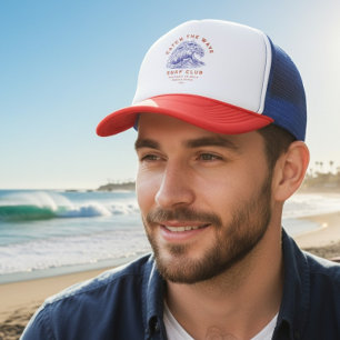 Gorra De Camionero Club de Surf Rojo Blanco Azul pueblos playeros de