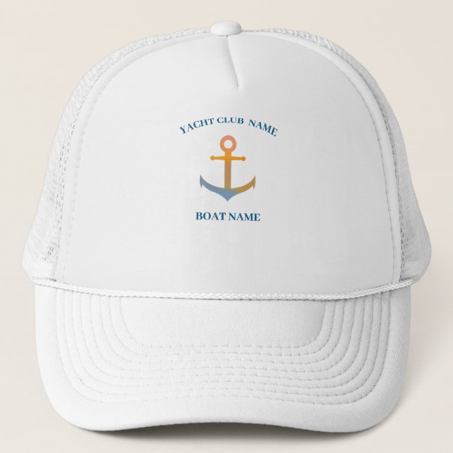 Gorra De Camionero Club náutico Blue Nautical Anchor (Anverso)