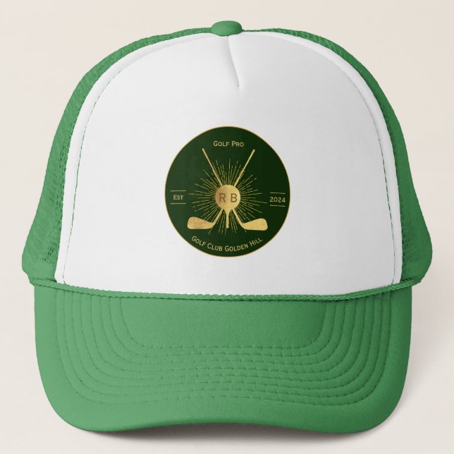 Gorra De Camionero Clubes de golf de oro personalizados (Anverso)