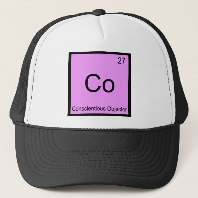 Gorra De Camionero Co - Objeción Consciente Elemento Químico Tee (Anverso)