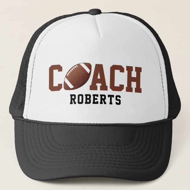Gorra De Camionero 🏈 COACH de fútbol [nombre personalizado] (Anverso)