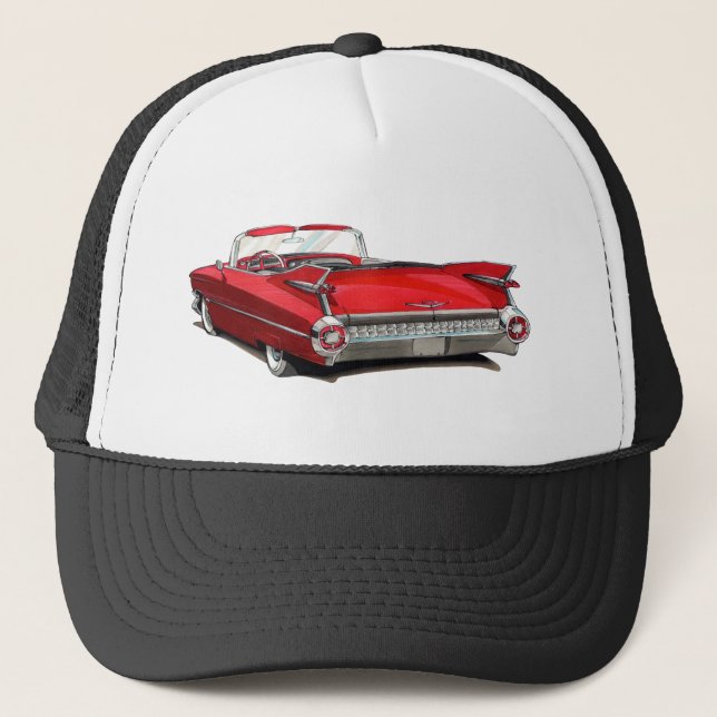 Gorra De Camionero Coche 1959 del rojo de Cadillac (Anverso)