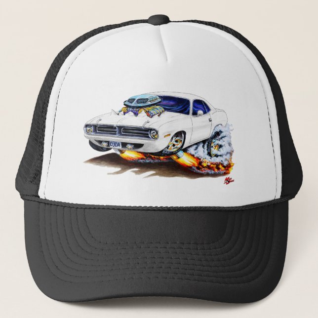 Gorra De Camionero Coche 1970 del blanco de Cuda (Anverso)