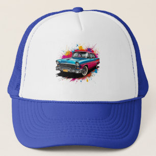 Gorra De Camionero Coche antiguo con salpicaduras de pintura colorida