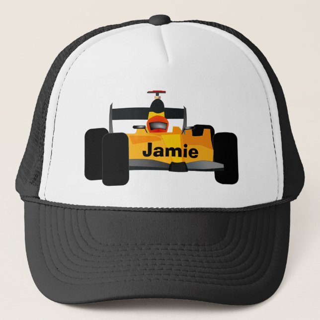 Gorra De Camionero Coche de carreras de dragón amarillo (Anverso)