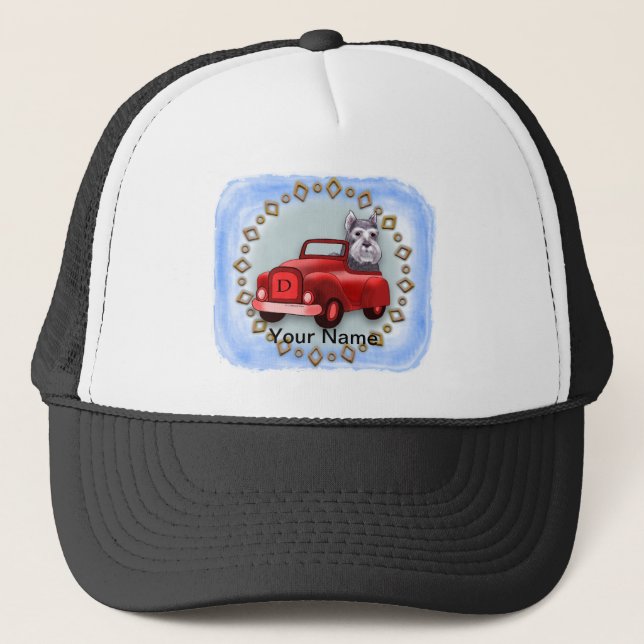 Gorra De Camionero Coche de conducción de perro Schnauzer (Anverso)
