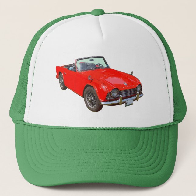 Gorra De Camionero Coche de deportes convertible rojo de Triumph Tr4 (Anverso)