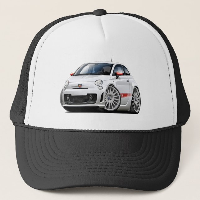 Gorra De Camionero Coche del blanco de Fiat 500 Abarth (Anverso)