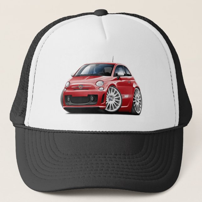 Gorra De Camionero Coche del rojo de Fiat 500 Abarth (Anverso)
